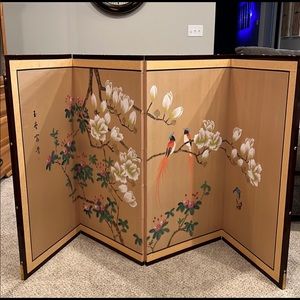 Vintage Large Chinese Silk Screen Love Birds